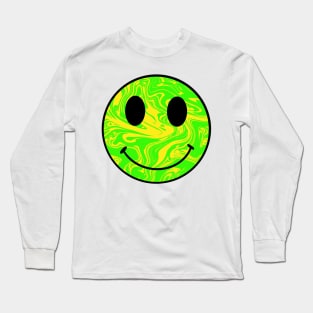 Neon swirled smiley face Long Sleeve T-Shirt